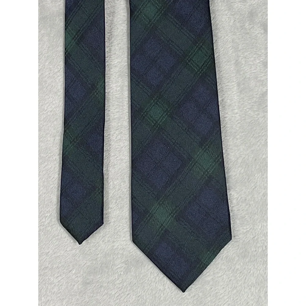 Banana Republic Plaid Necktie Silk Blend Blue Green Classic Business Formal